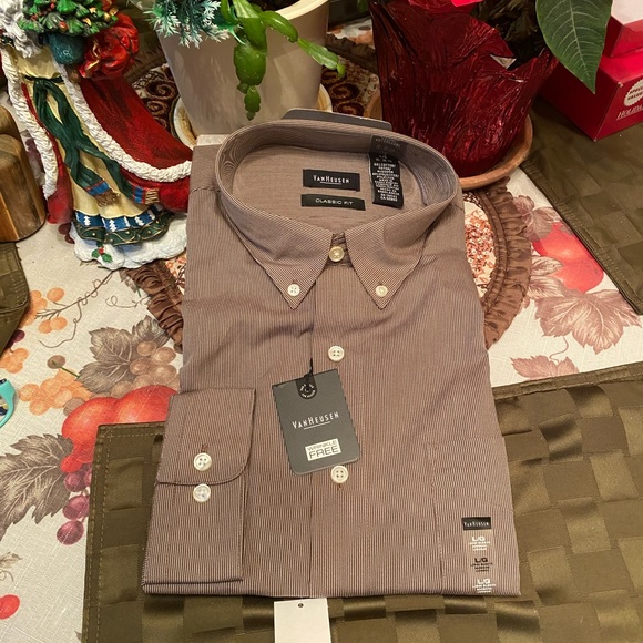 Van Heusen Other - NWT Van Heusen Brown With White Stripes Shirt.